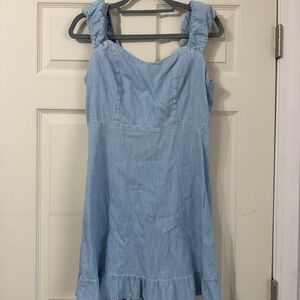 Old Navy Light Blue Sleeveless Ruffle Strap Dress